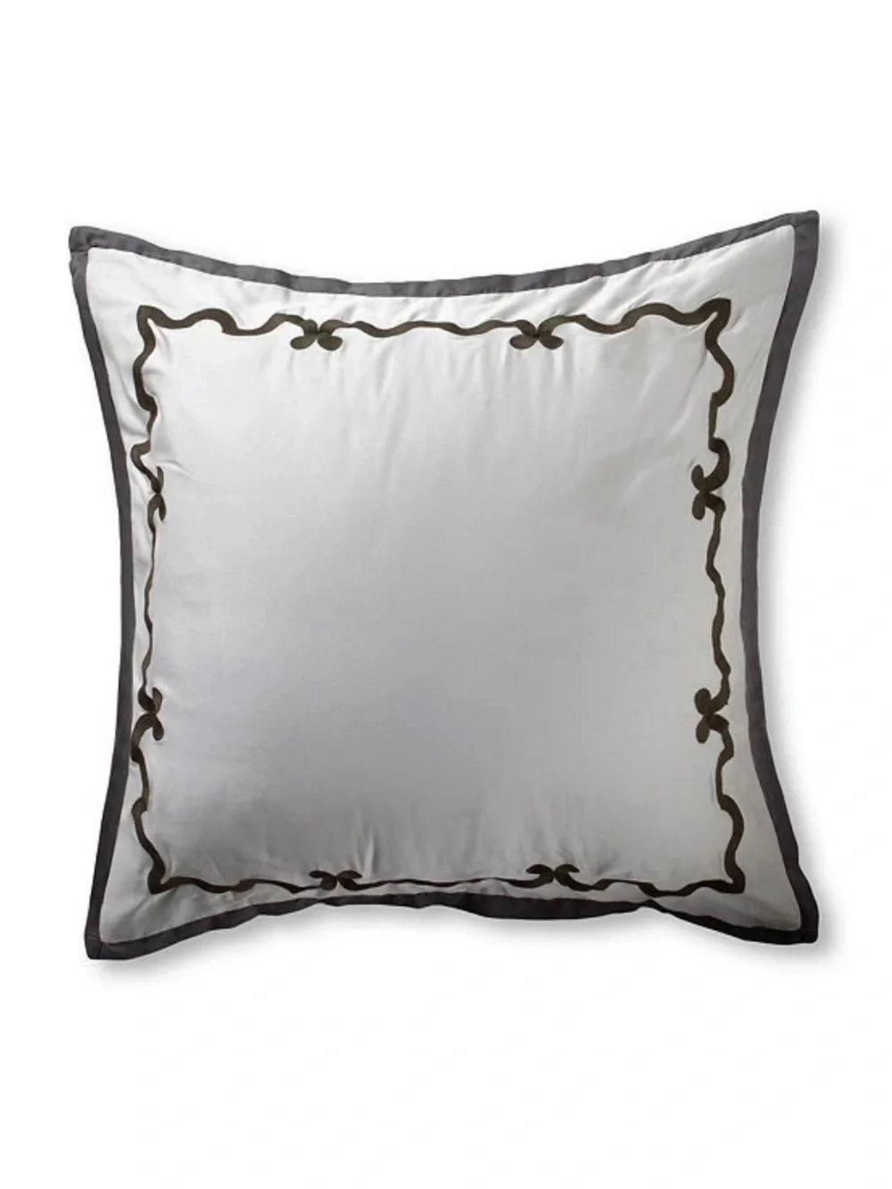 Vera Wang Embroidered Gray Euro Pillow Sham cover 100%cotton